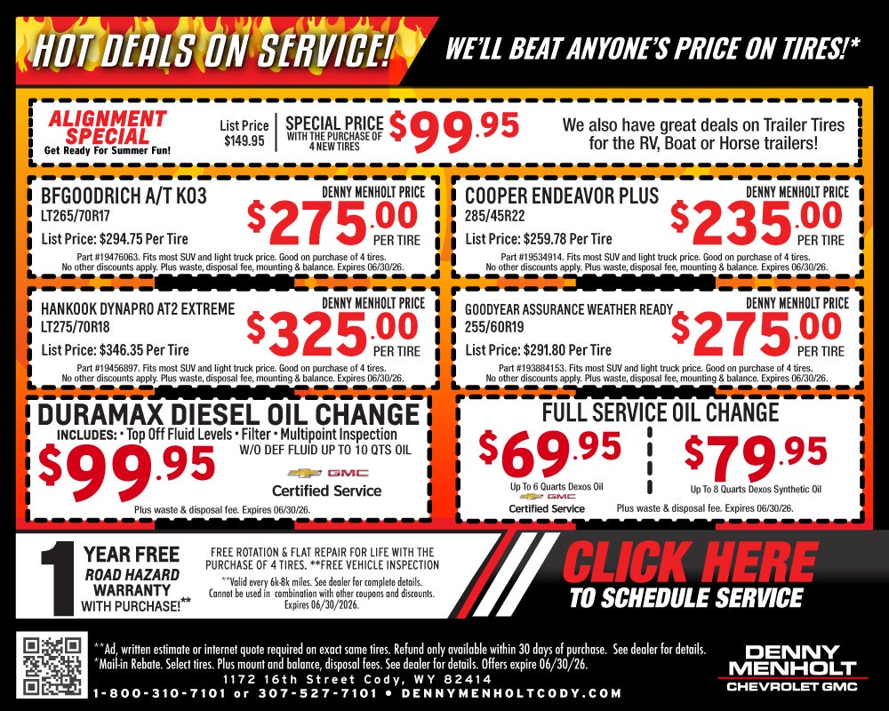 Denny Menholt Cody Service Specials